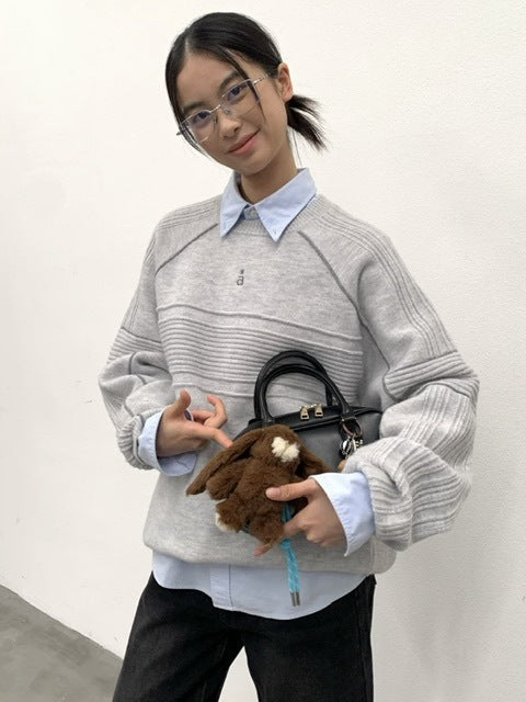 【ARCH by ROARINGWILD】Pattern Contrasting Decorative Thread Wool Sweater