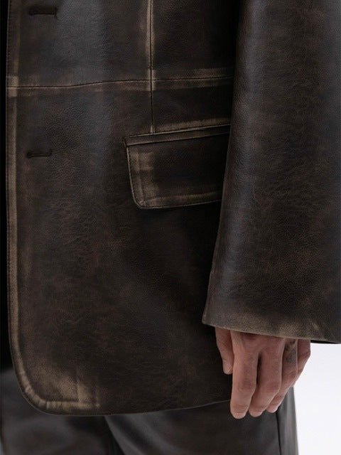 【ESC STUDIO】washing leather 4 buttons blazer