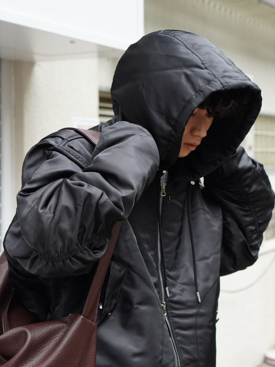 東京店WEB限定【Chikashitsu +】hooded bomber jacket (2color)
