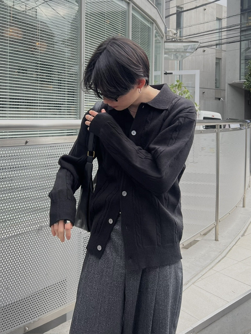 受注制【Chikashitsu +】cable lib knit cardigan (3color)