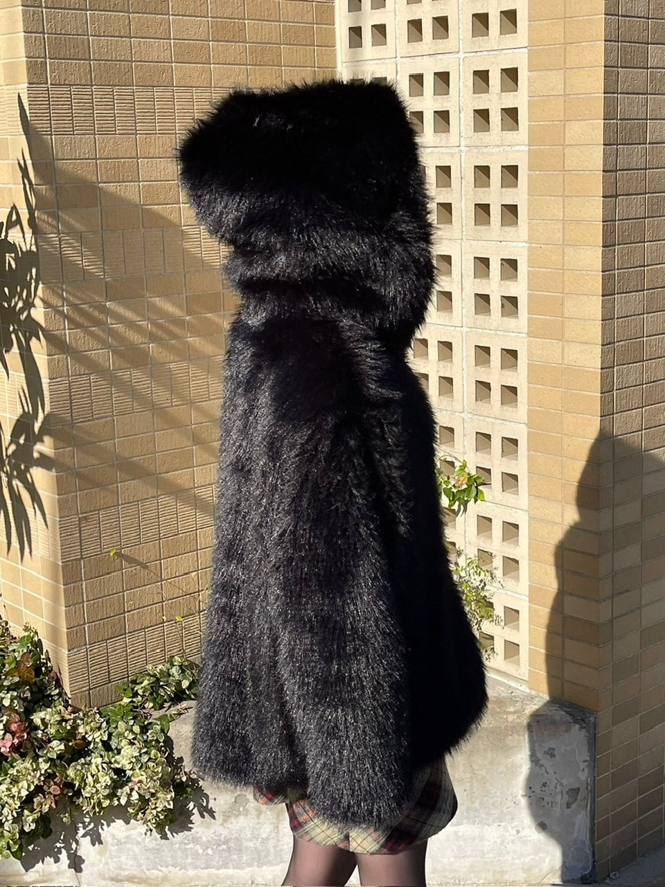 受注制【Chikashitsu +】hooded cropped fur blouson (2color