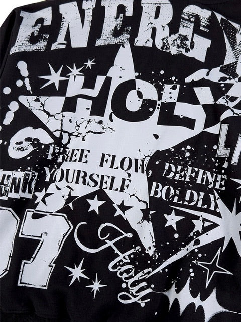 【HOLY NUMBER 7】Oversized Hip Hop fit Star Overgraphic Hoodie