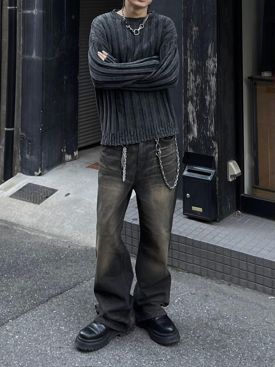 受注制【Chikashitsu +】phantom flare denim pants (2color) / 【チカシツプラス】フレアデニムパンツ