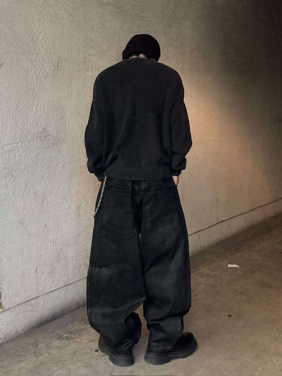 受注制【Chikashitsu +】coating damage wide denim pants / 【チカシツプラス】コーティングダメージワイドデニムパンツ