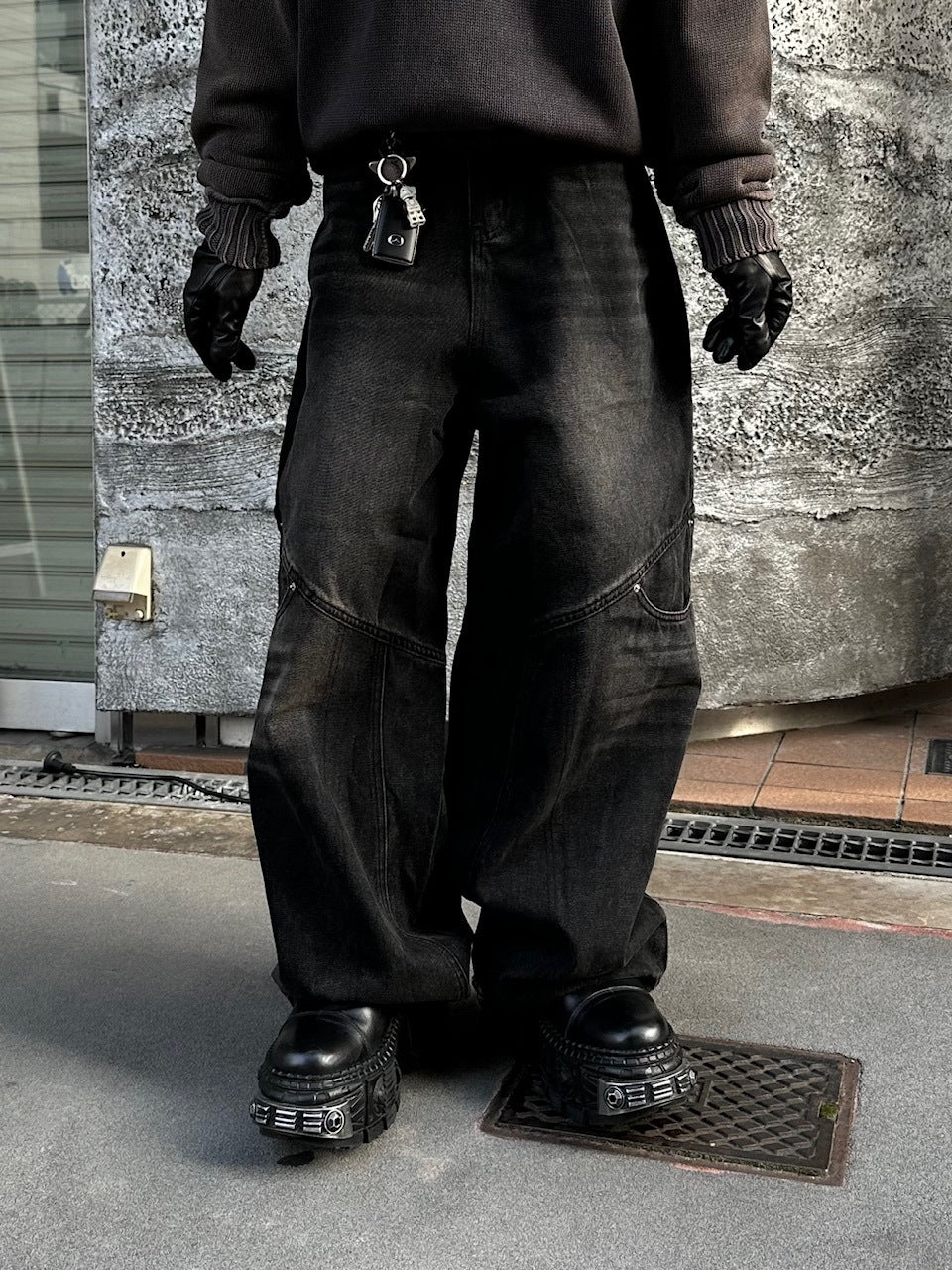 大阪店WEB限定【Chikashitsu +】double pocket wide denim pants (2color)