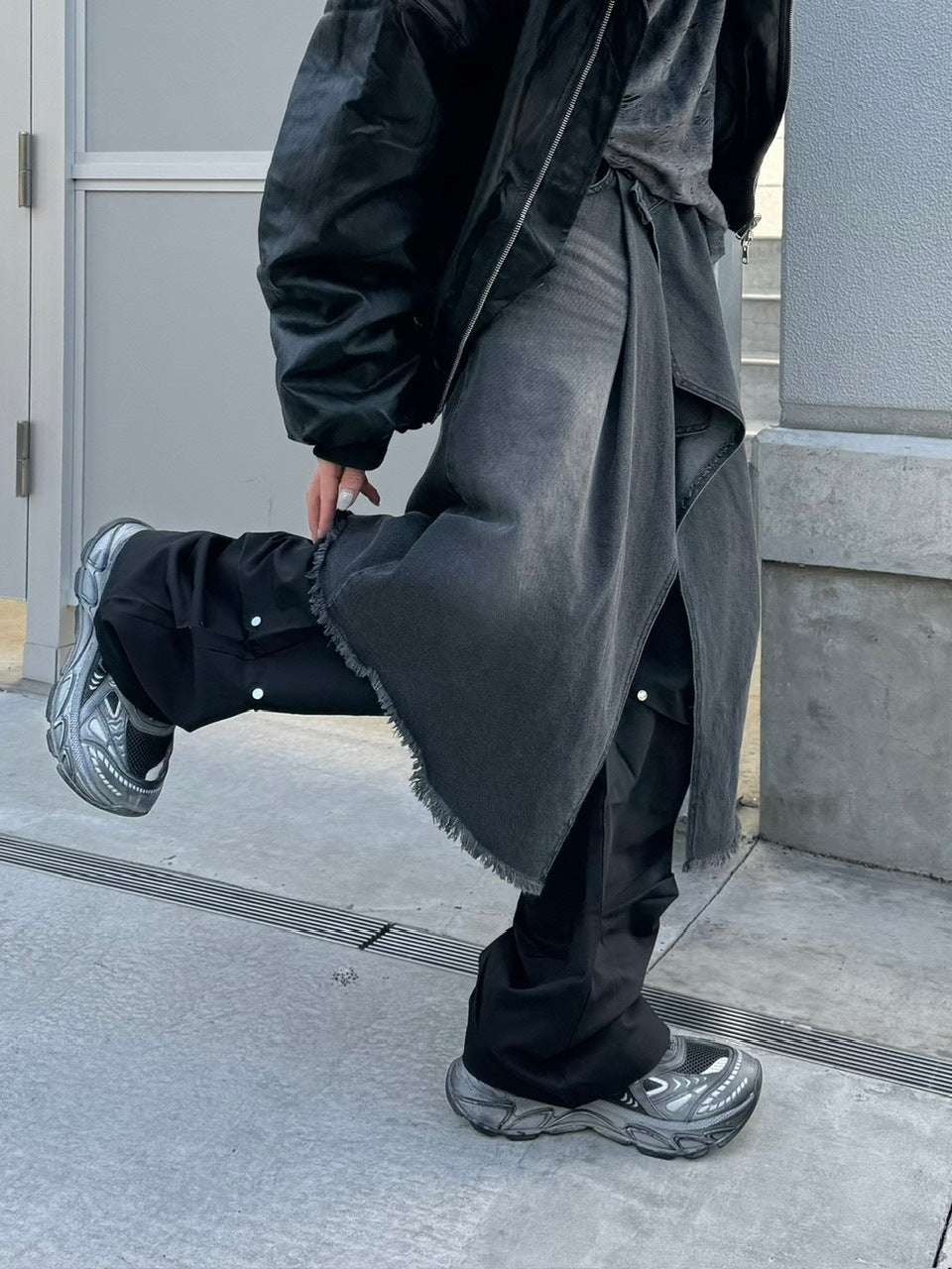 受注制【Chikashitsu +】wrapping design denim skirt (2color)