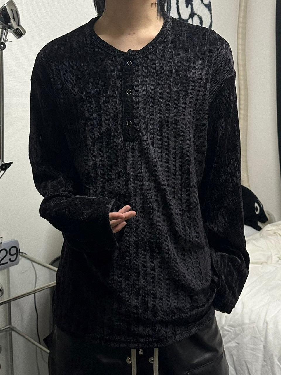 【LUV CODE】henry neck velours top (3color)