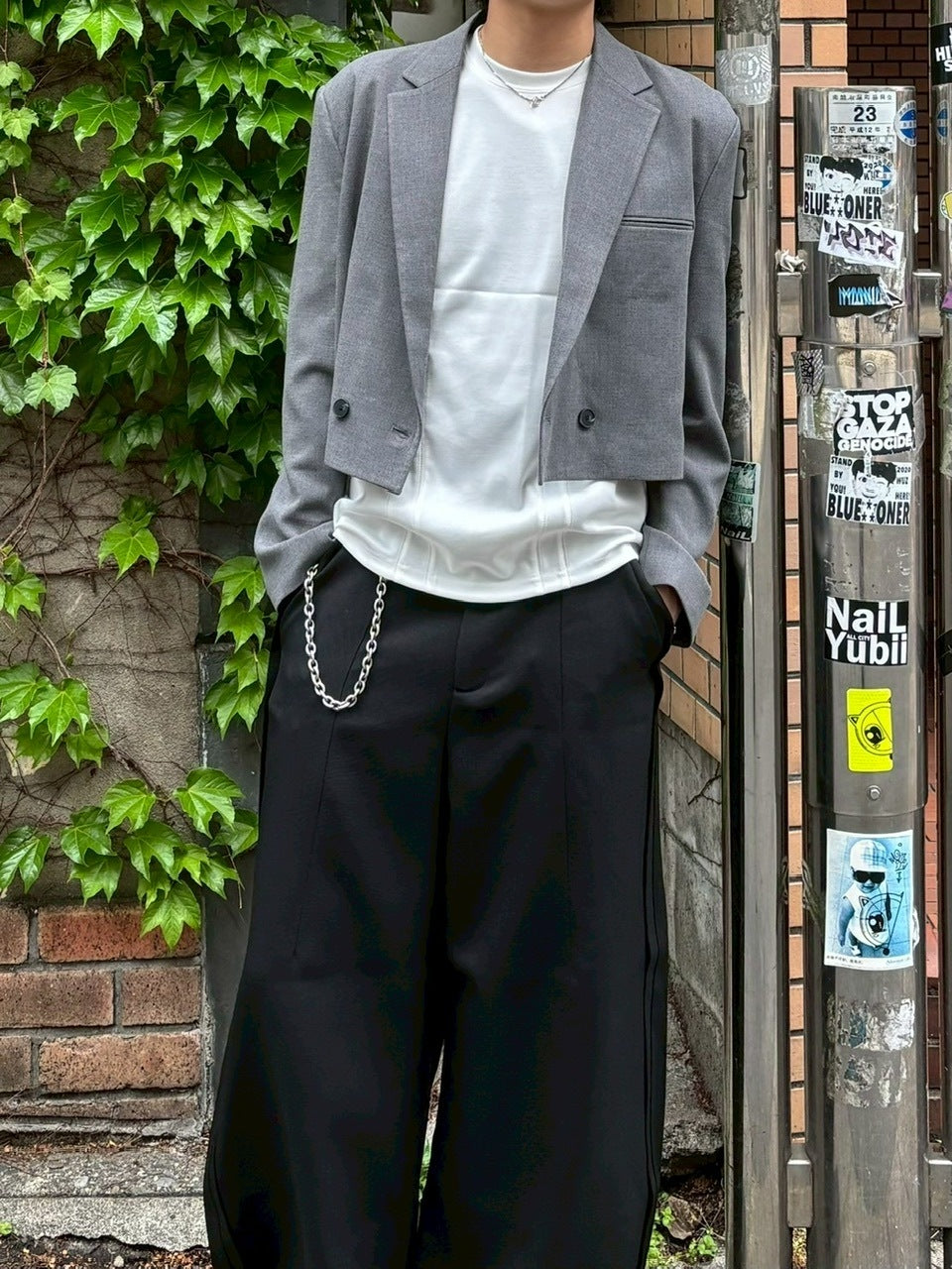 受注制【Chikashitsu +】cropped double jacket (2color)