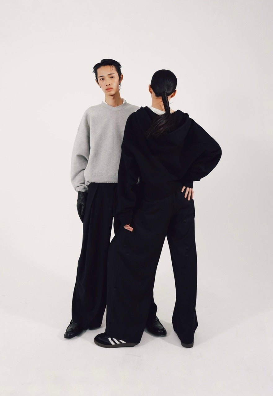 【CS】cropped vneck sweat shirt (gray)