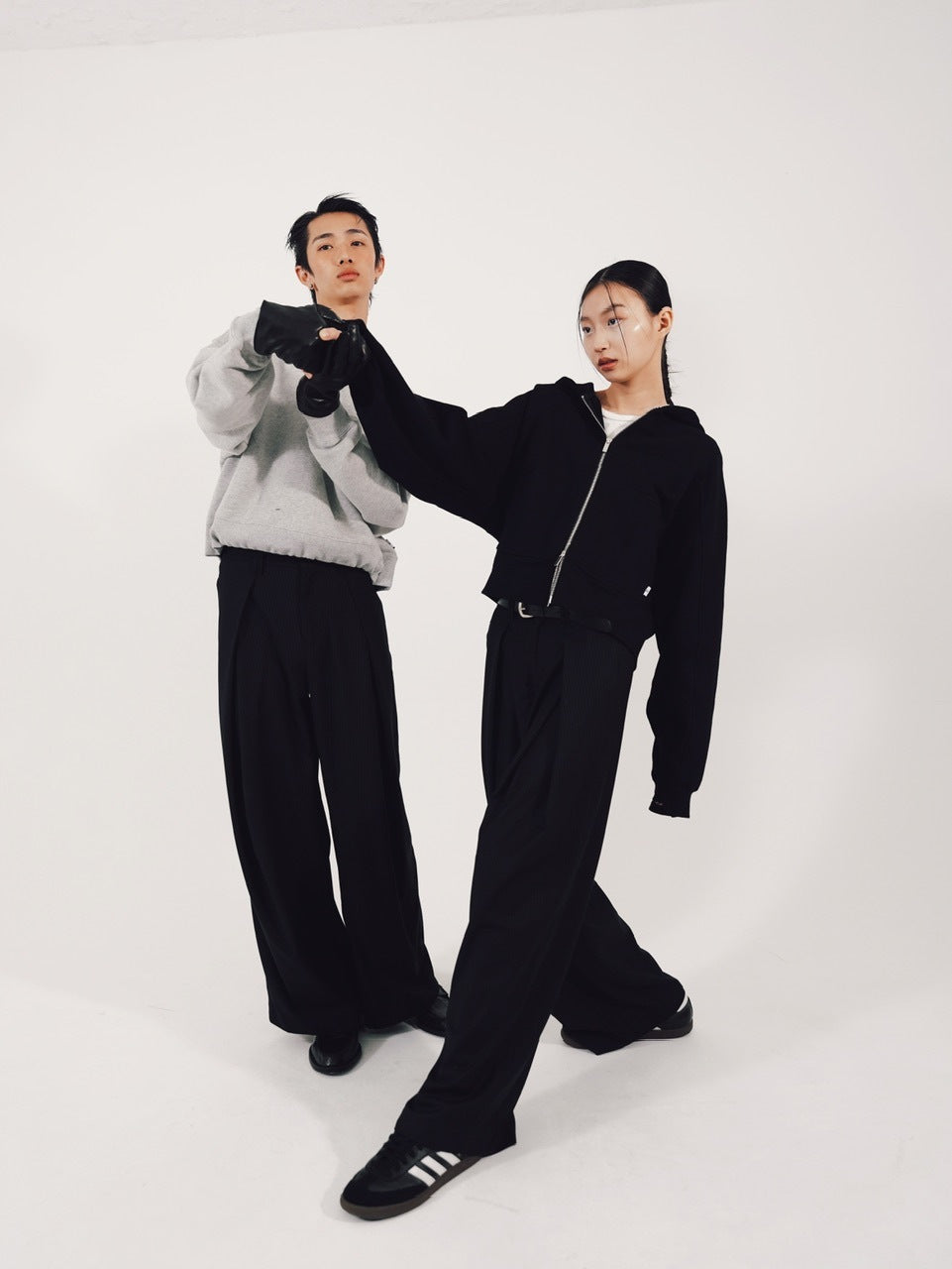 【CS】cropped double zip hoodie (black)