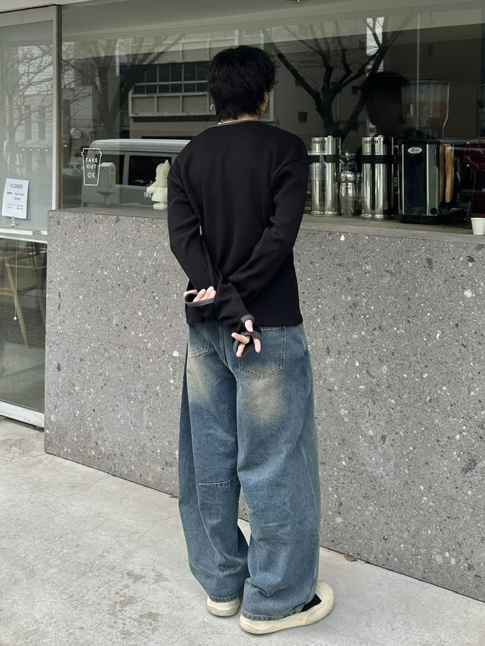 受注制【youll】henry neck waffle long tee (2color)