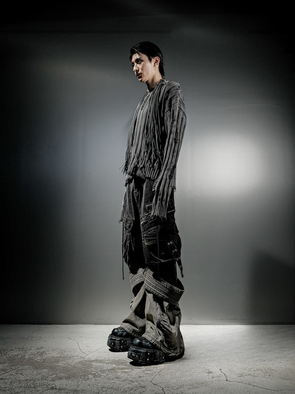 【DIG YOUR OWN GRAVE】PIGMENT DAMAGE KNIT / 【ディグユアオウングレイブ】ピグメントダメージ長袖ニット