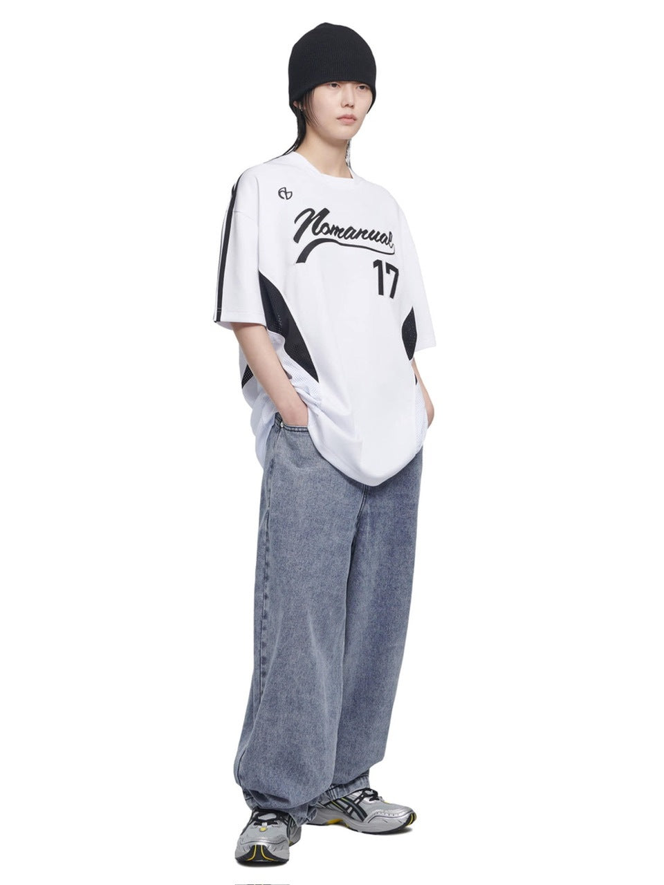 【NOMANUAL】SWEEP BASEBALL JERSEY / 【ノーマニュアル】ベースボールジャージロゴ半袖Tシャツ