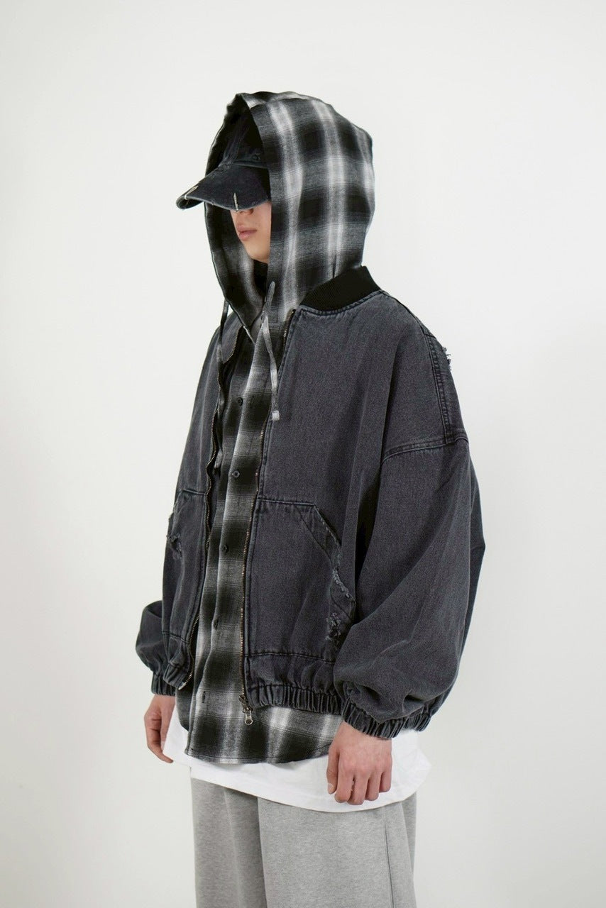 【Chikashitsu +】denim flight bomber jacket (2color)