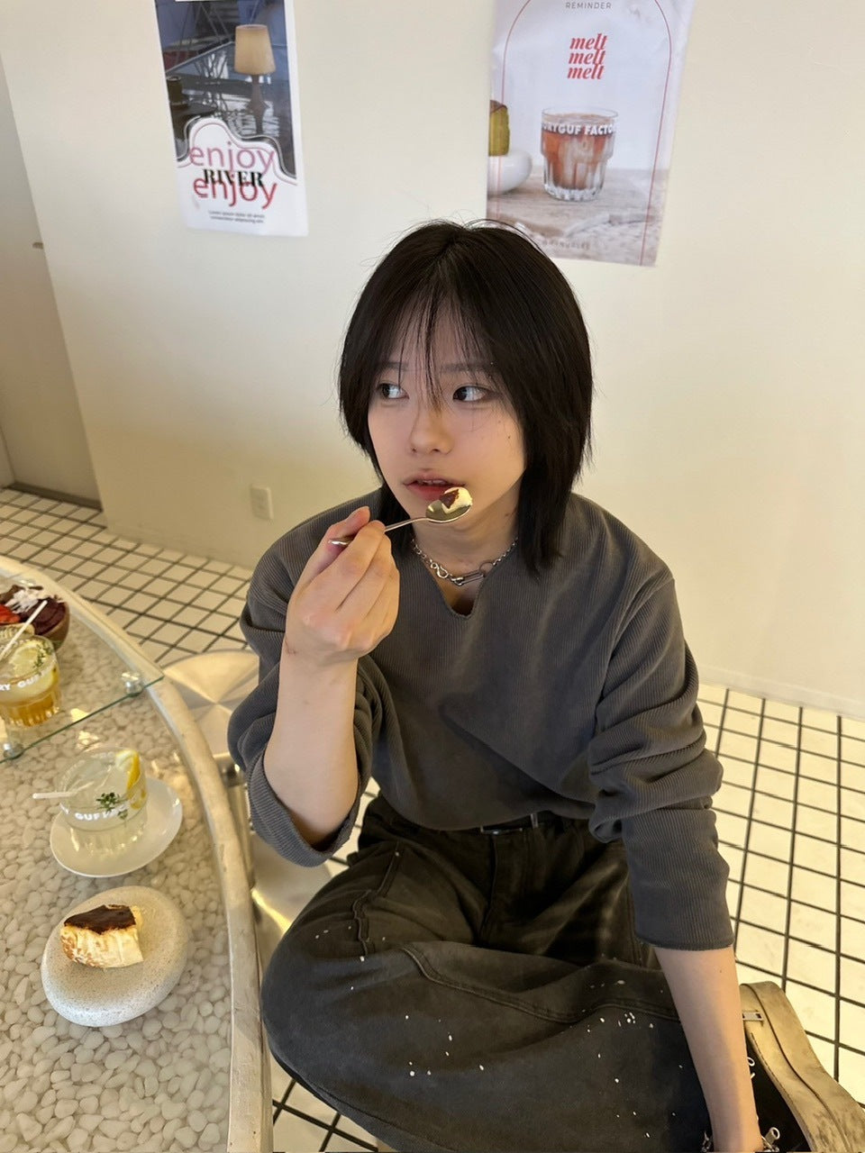 【LUV CODE】v neck rib knit (3color)