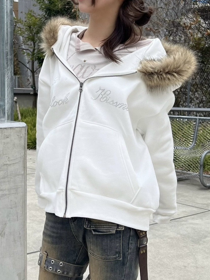 Never mind the XU】fur zip up hoodie (2color) – PRESSING WEB SHOP