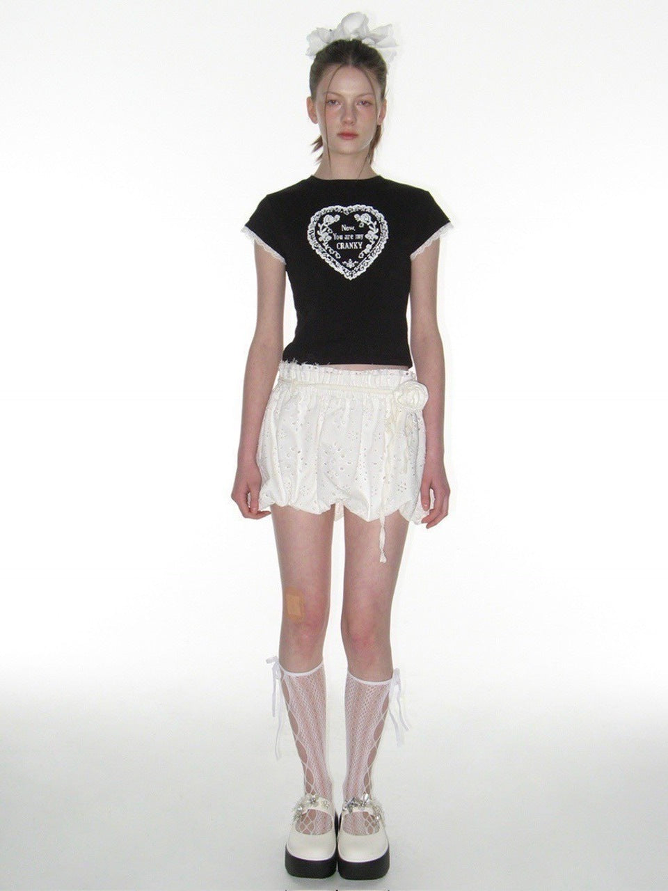 【CRANK】LACE HEART PRINTING TOP