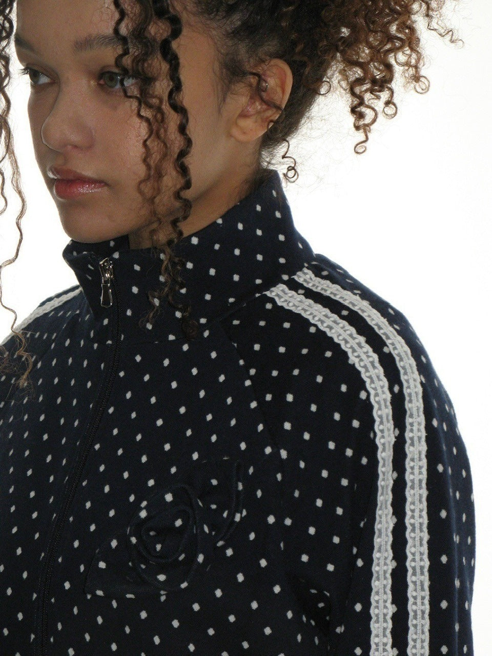 【CRANK】ROSE DOT TRACK JACKET / 【クランク】ローズドットダブルジップトラックジャケット