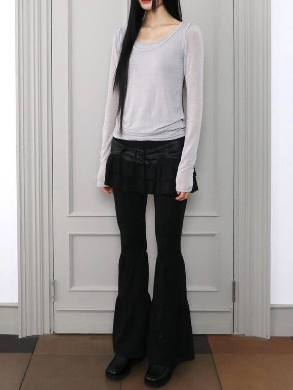 【Uglyshadow】CANCAN SHIRRING SKIRT PANTS