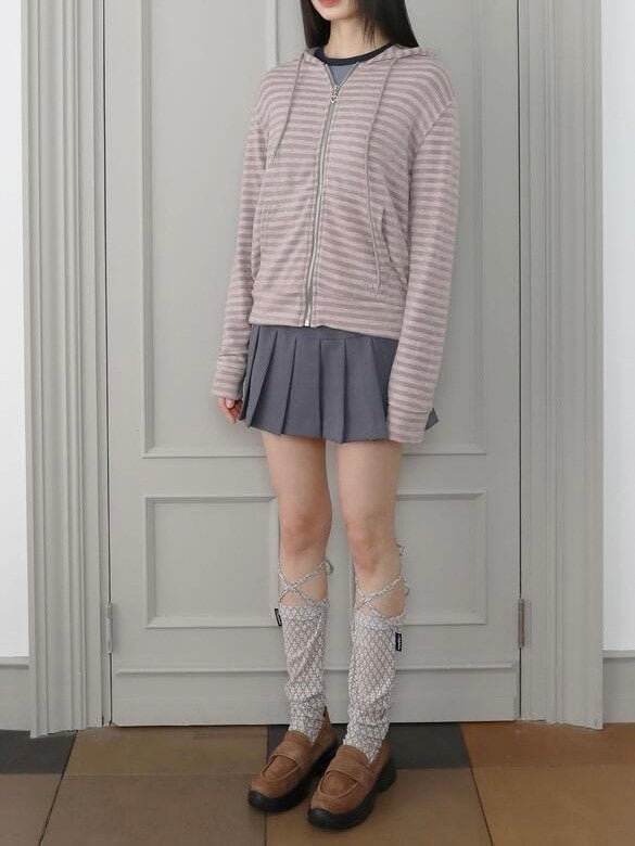 【Uglyshadow】US STRIPED HOOD ZIP UP