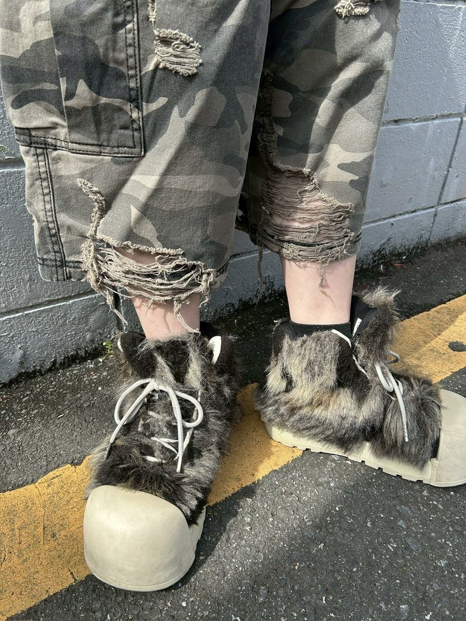 【Never mind the XU】camouflage damage half pants (2color) / 【ネバーマインドザエックスユー】カモフラージュダメージデニムハーフパンツ