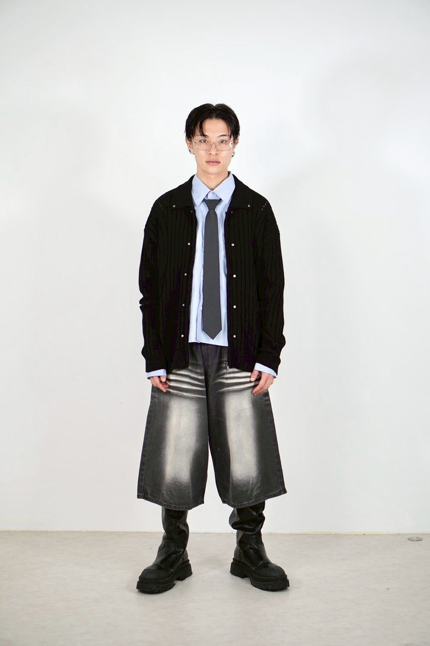 【Chikashitsu +】rivet zip up knit (2color)