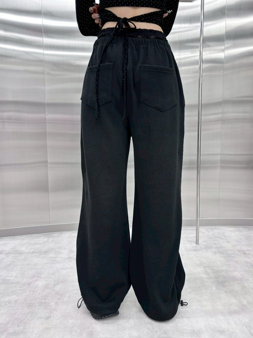 受注制【nmtc +】lace layered sweat pants (2color) / 【エヌエムティーシープラス】レースレイヤードスウェットパンツ