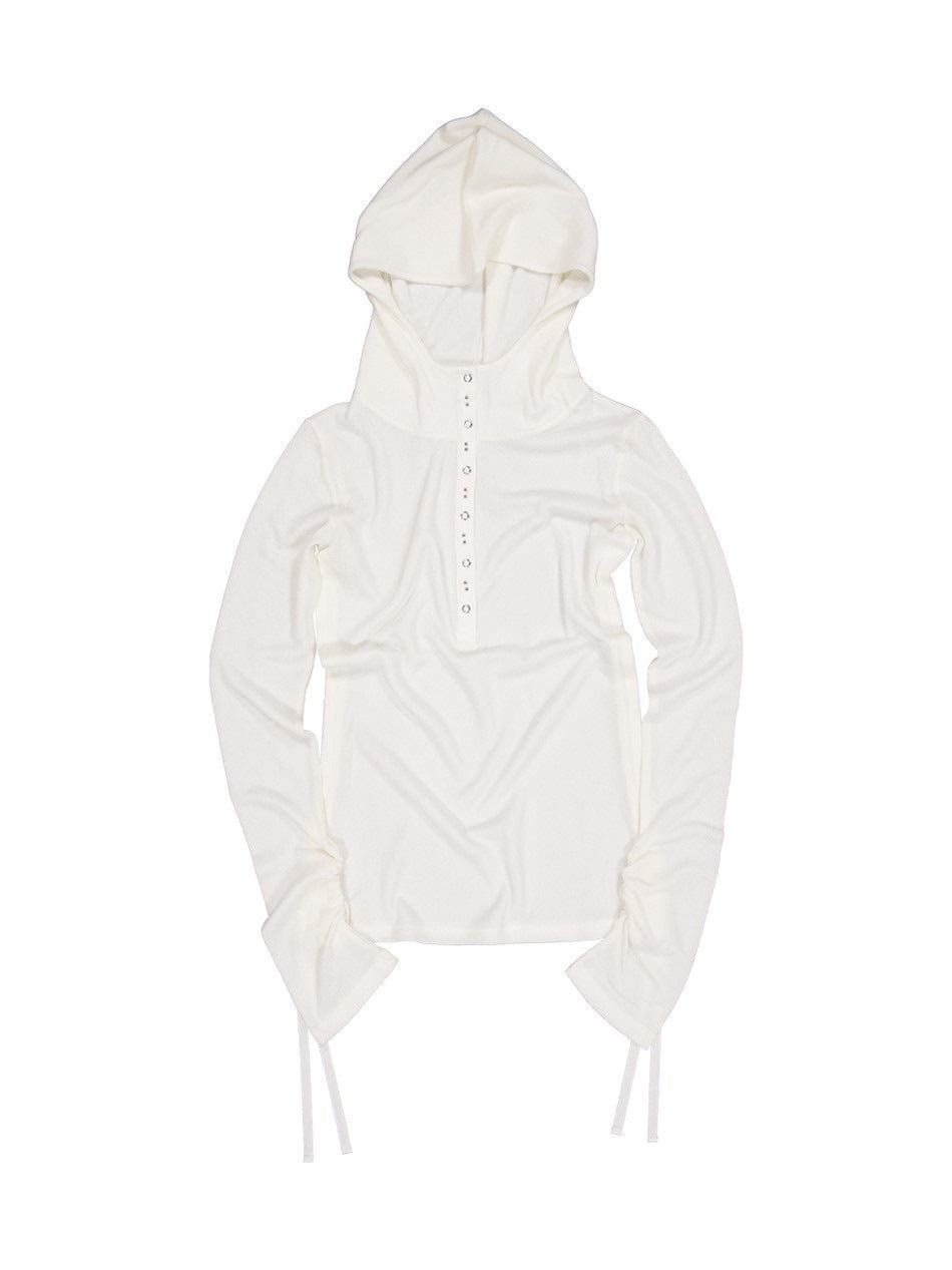 【SETUP‐EXE】RIVET BUTTON HOODIE TOP