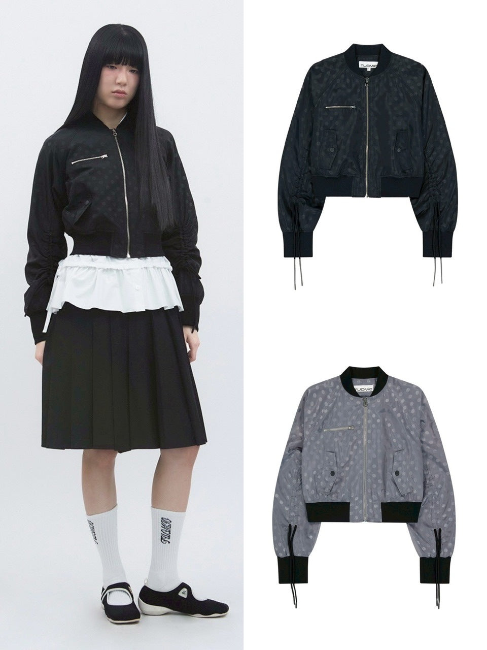 【TUOMIO】RIBBON DOT BOMBER