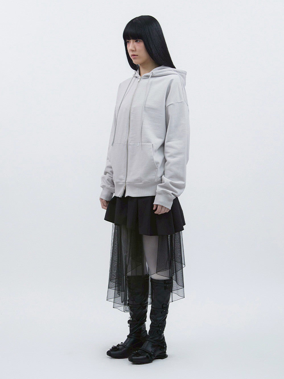 【TUOMIO】LACE UP HOOD ZIP-UP