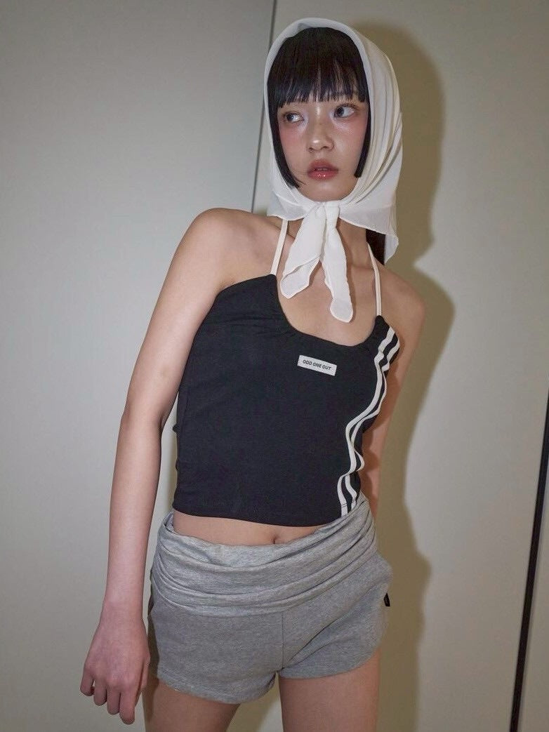 【ODDONEOUT】TWO LINE HALTER NECK TOP