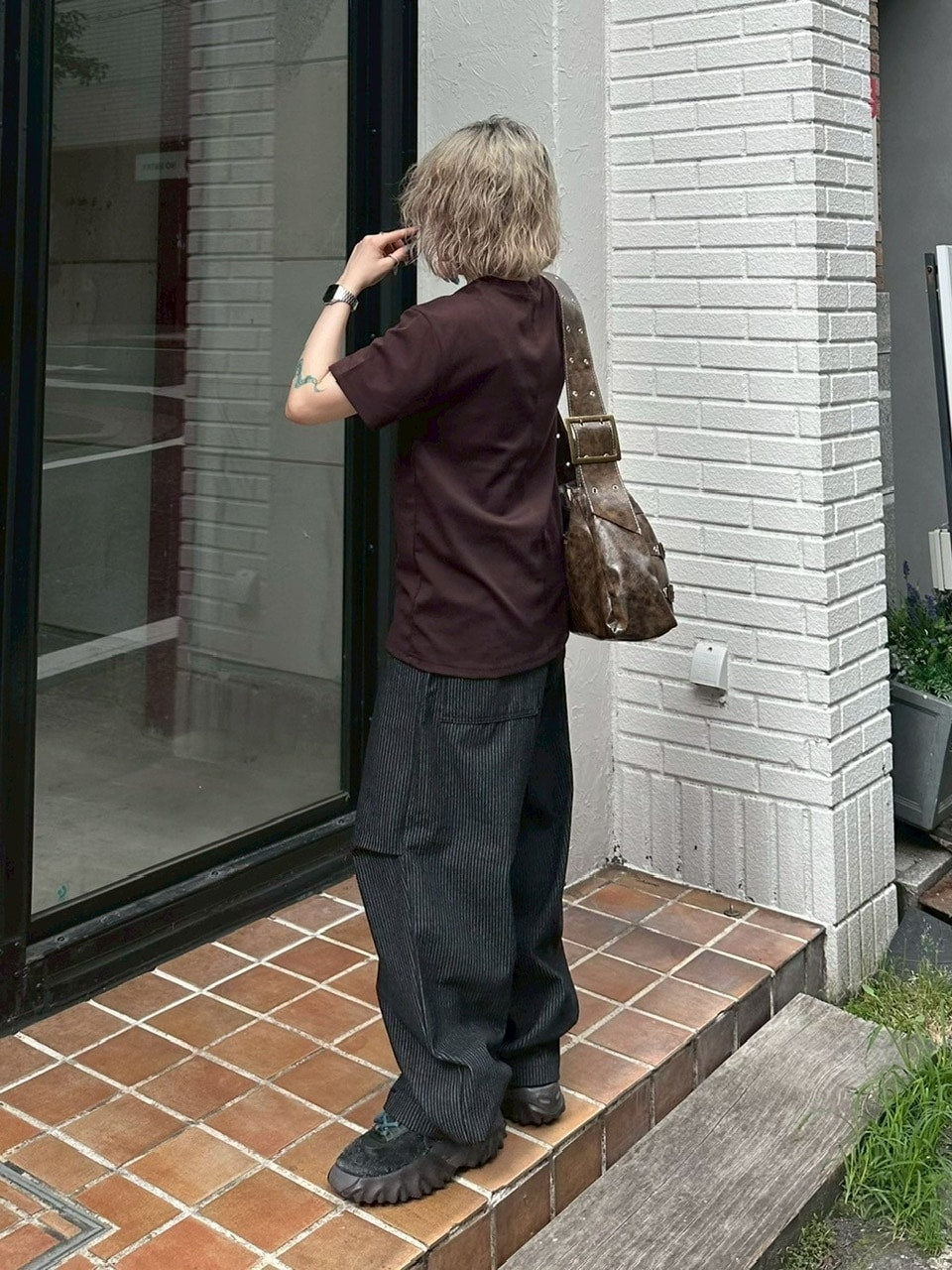 受注制【Chikashitsu +】antique leather buckle shoulder bag / 【チカシツプラス】アンティークレザーバックルショルダーバッグ