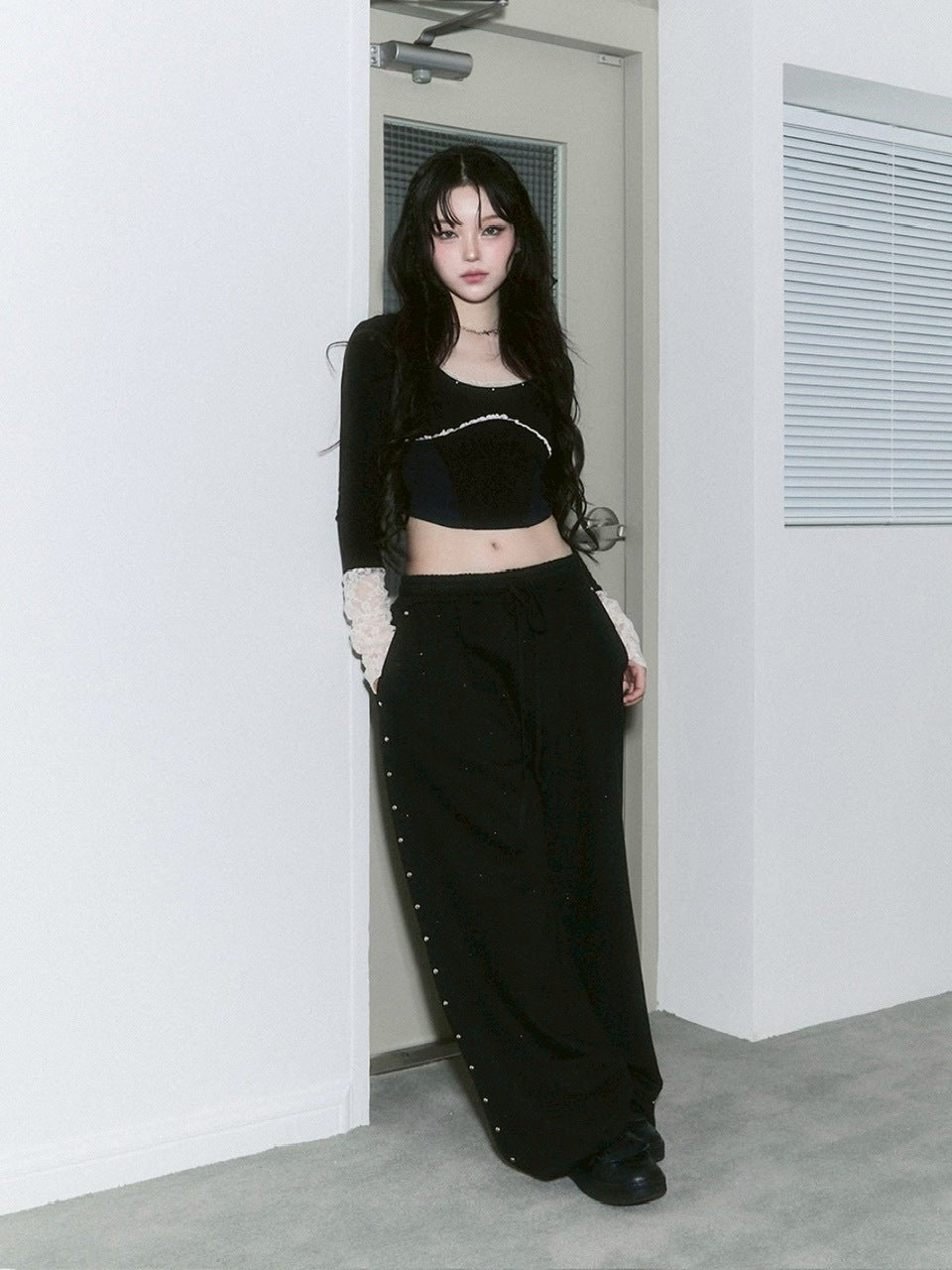 【CHERRYQUIRI】corset stud long sleeve