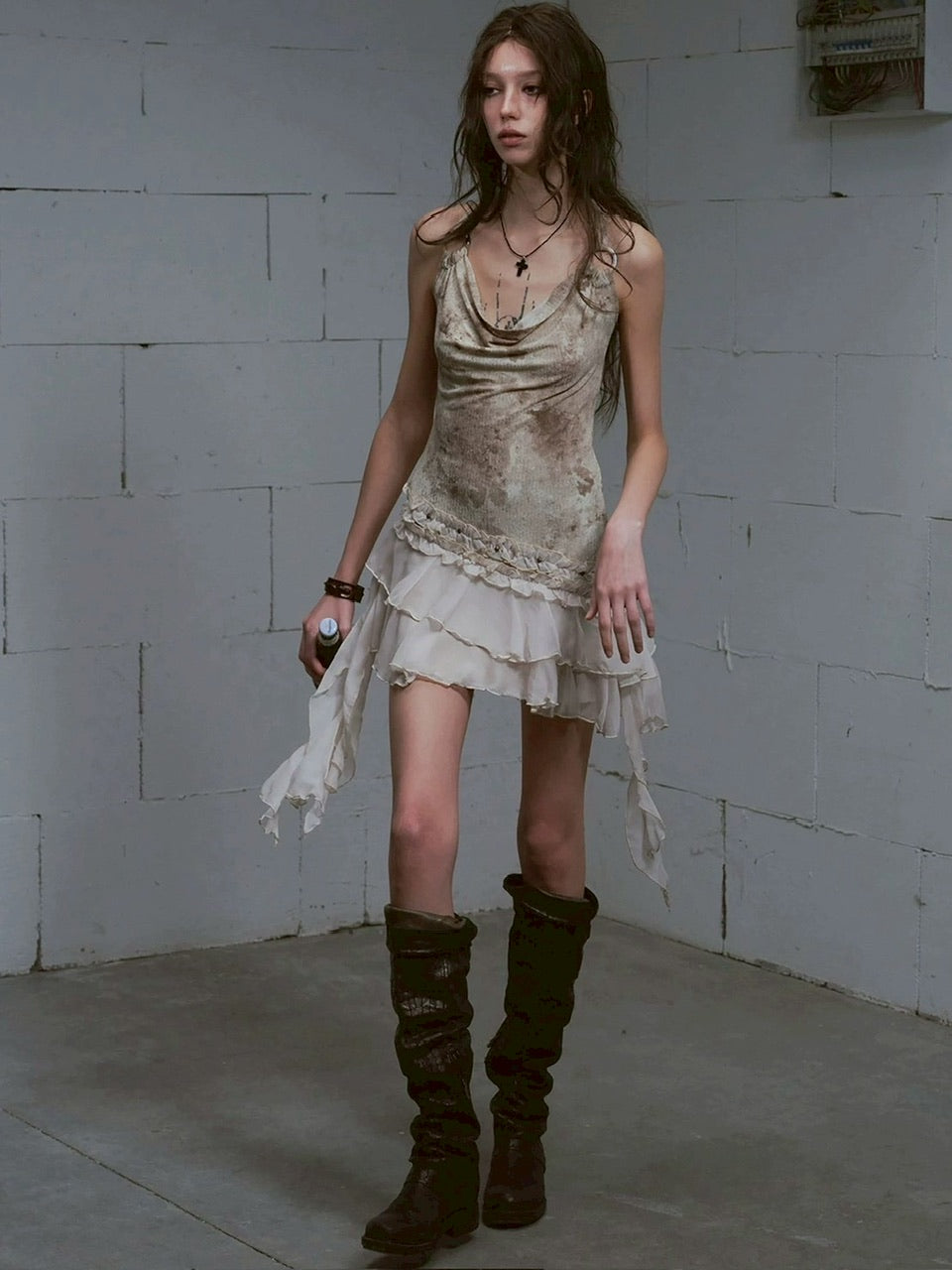 【Cest Nous】Tie-dye ruffled camisole dress / 【セヌー】タイダイラッフルキャミワンピース