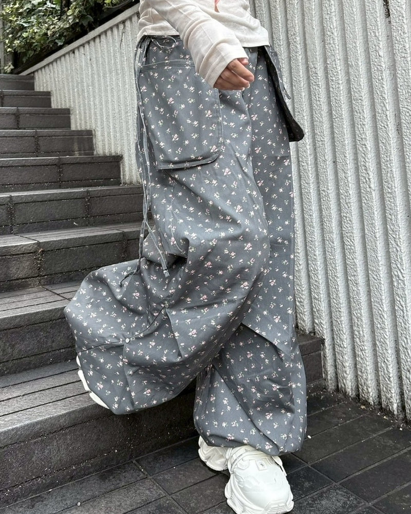 受注制【nmtc +】flower wide layered pants (3color)