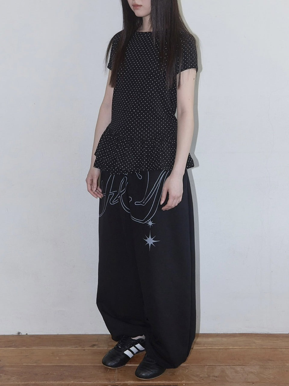 【FANCY CLUB】Frill Layered Dot Tee / フリルレイヤードドット半袖Tシャツ
