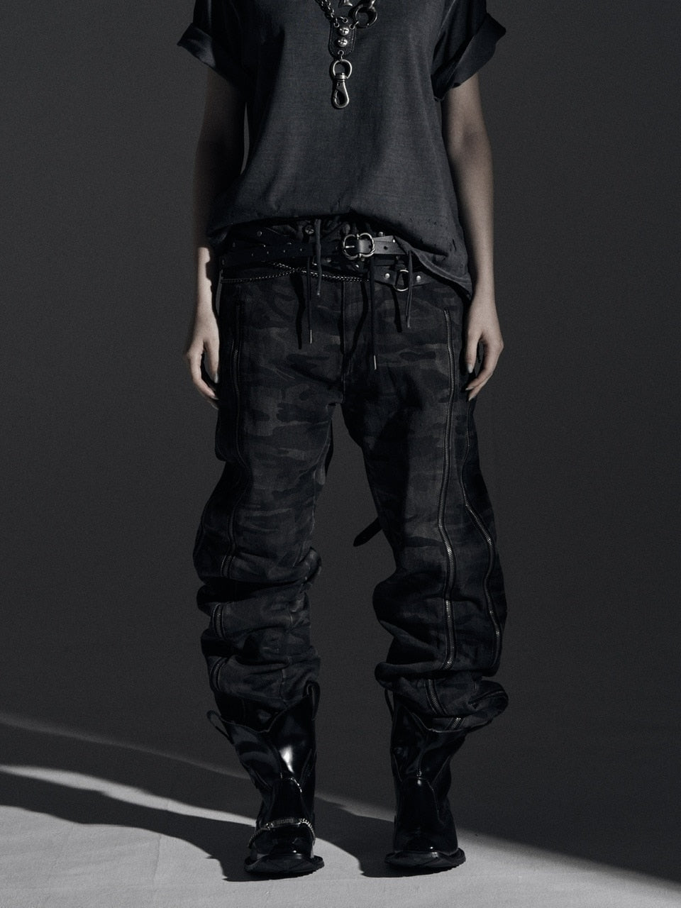 【Rosen Kreuz】ZIP WIDE BAGGY PANTS