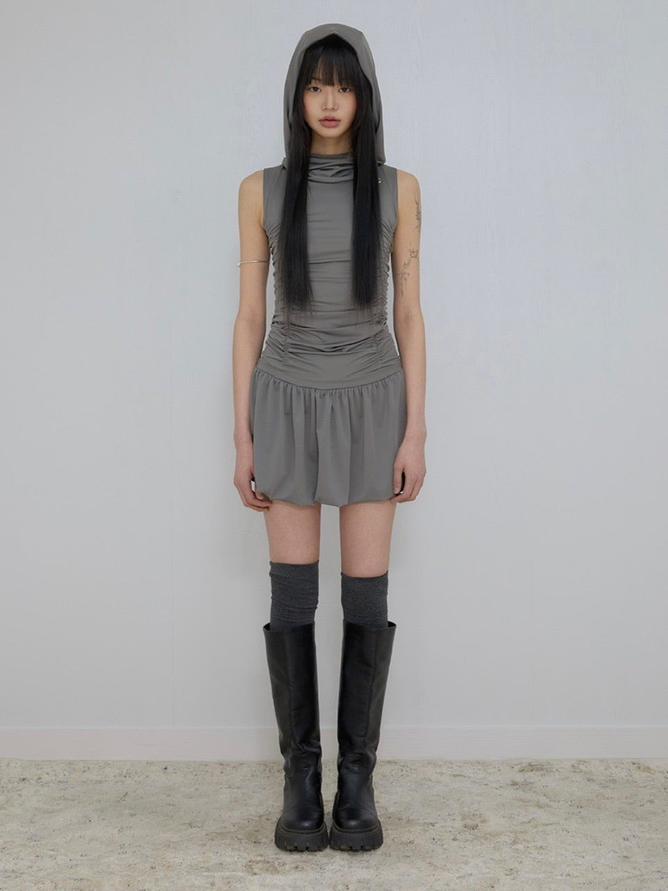 【FLAREUP】Hooded High Neck Dress