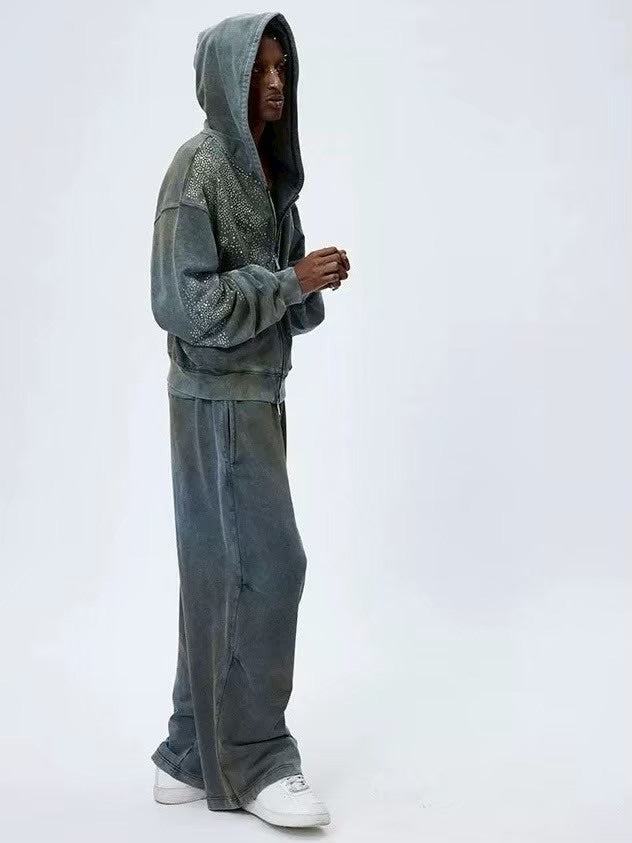 【DND4DES】DIAMOND DISTRESSED ZIP-UP HOODIE