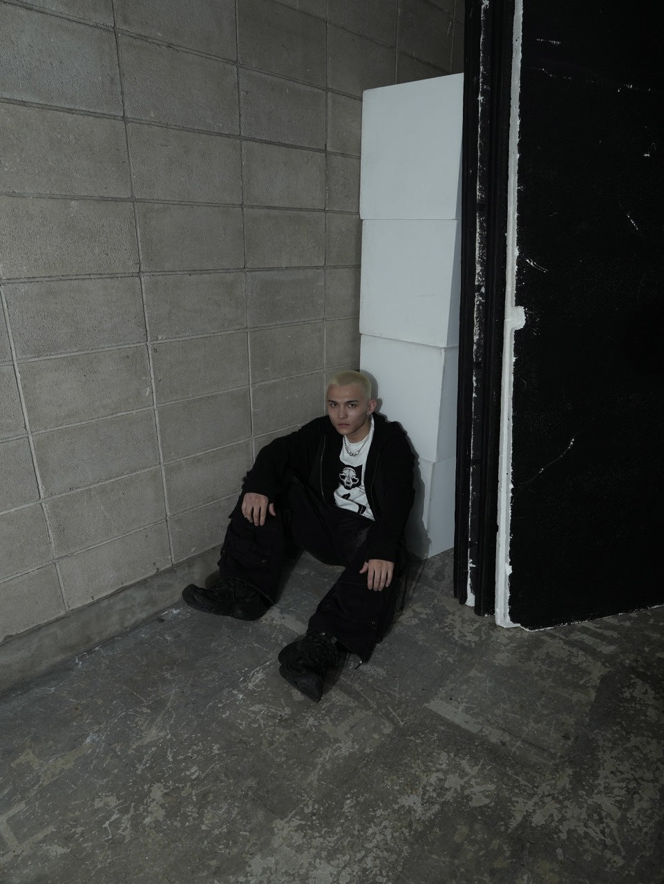 【CHIKASHITSU PLUS HIGH】Rust waffle zip up hoodie