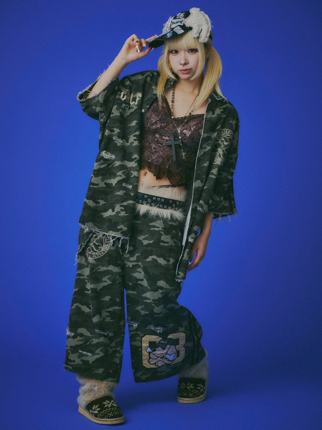 【GALFY】カモフラかも？ボロボロシャツ