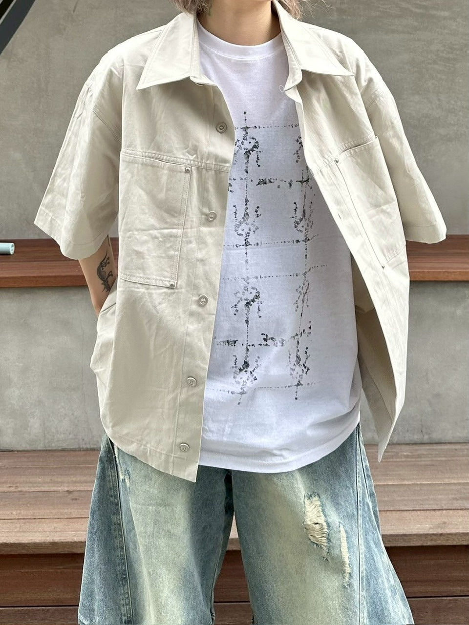 受注制【youll】rib cotton shirt jacket (2color)