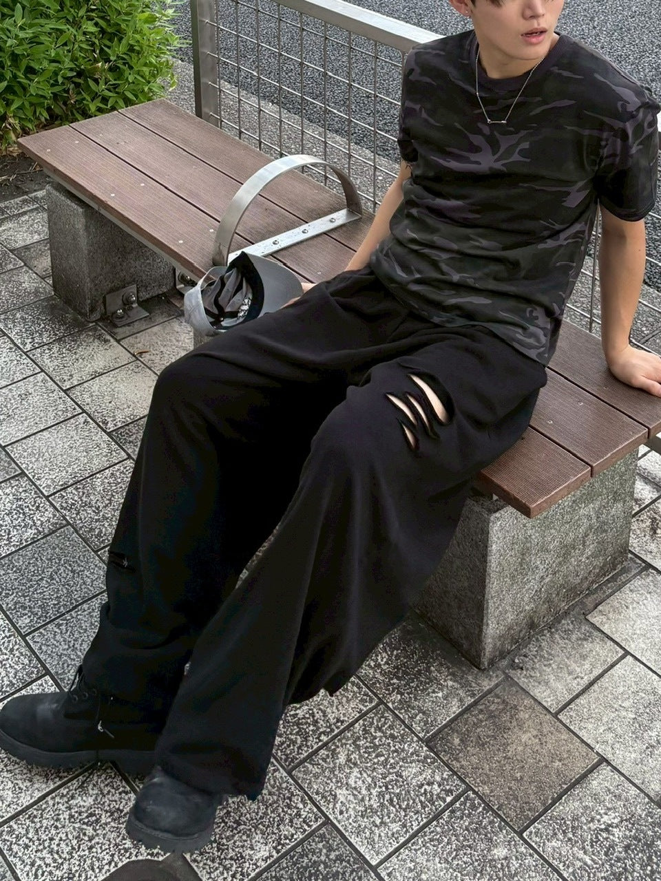 【Chikashitsu +】full length damage sweat pants / 【チカシツプラス】フルレングスダメージスウェットパンツ (3color)