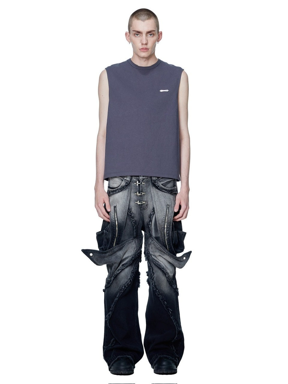 【The Boy Has No Patience】LUMINOUS DAWN ASTRAL METAL LOGO SHADOWBAT VEST / 【ザボーイハズノーペーシェンス】メタルロゴバックプリントロゴタンクトップ