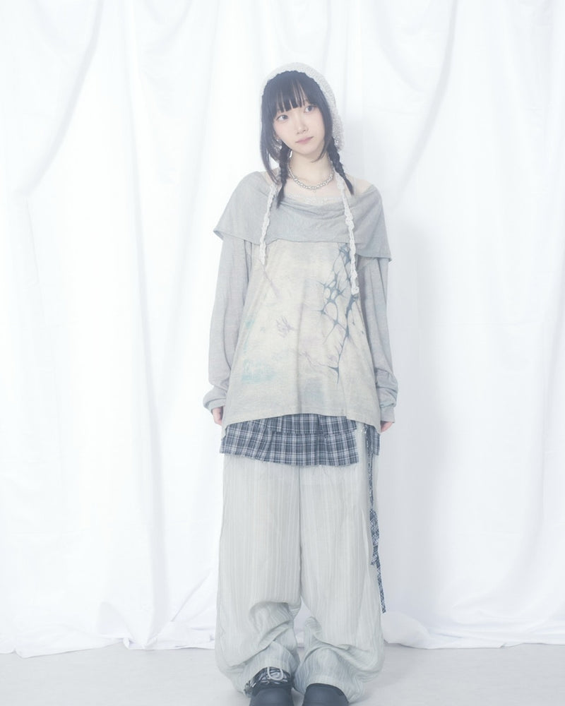 国際配送【Nerd out XU】crape sheer pants / 【ナードアウトエックスユー】クレープシアーパンツ