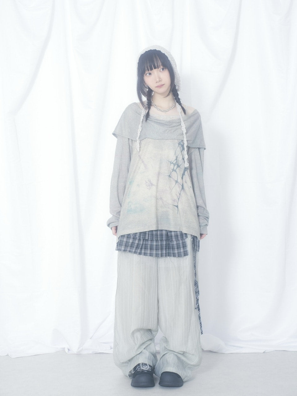 国際配送【Nerd out XU】crape sheer pants / 【ナードアウトエックスユー】クレープシアーパンツ