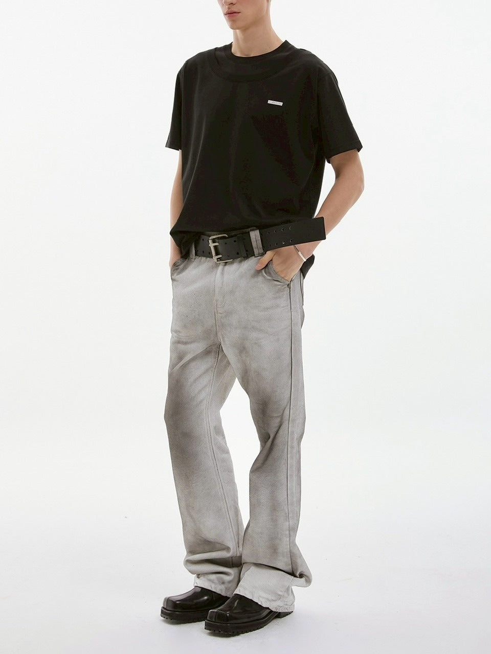 【ESC STUDIO】double neck t-shirt / 【イーエスシーステュディオ】ダブルネック半袖Tシャツ