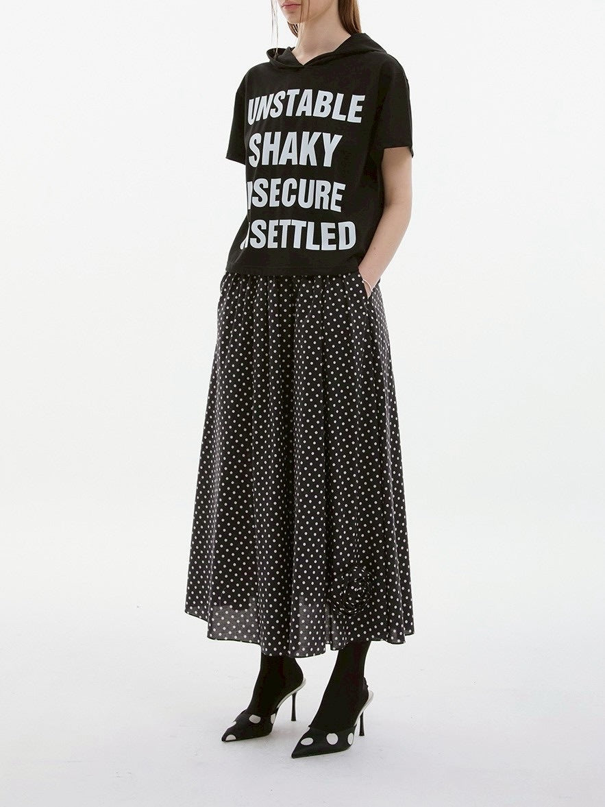 【ESC STUDIO】quadruple shaky hoodie / 【イーエスシーステュディオ】クアドルプルシャイキーロゴフード付き半袖Tシャツ