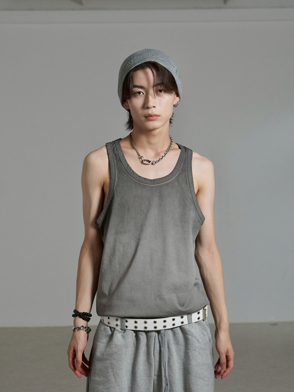 受注制【Chikashitsu +】dirty wash sleeveless / 【チカシツプラス】ダーティウォッシュタンクトップ (2color)