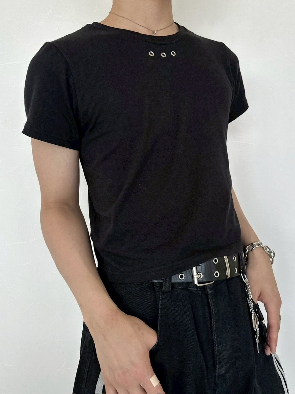 受注制【LUV CODE】eyelet cropped tee (3color)